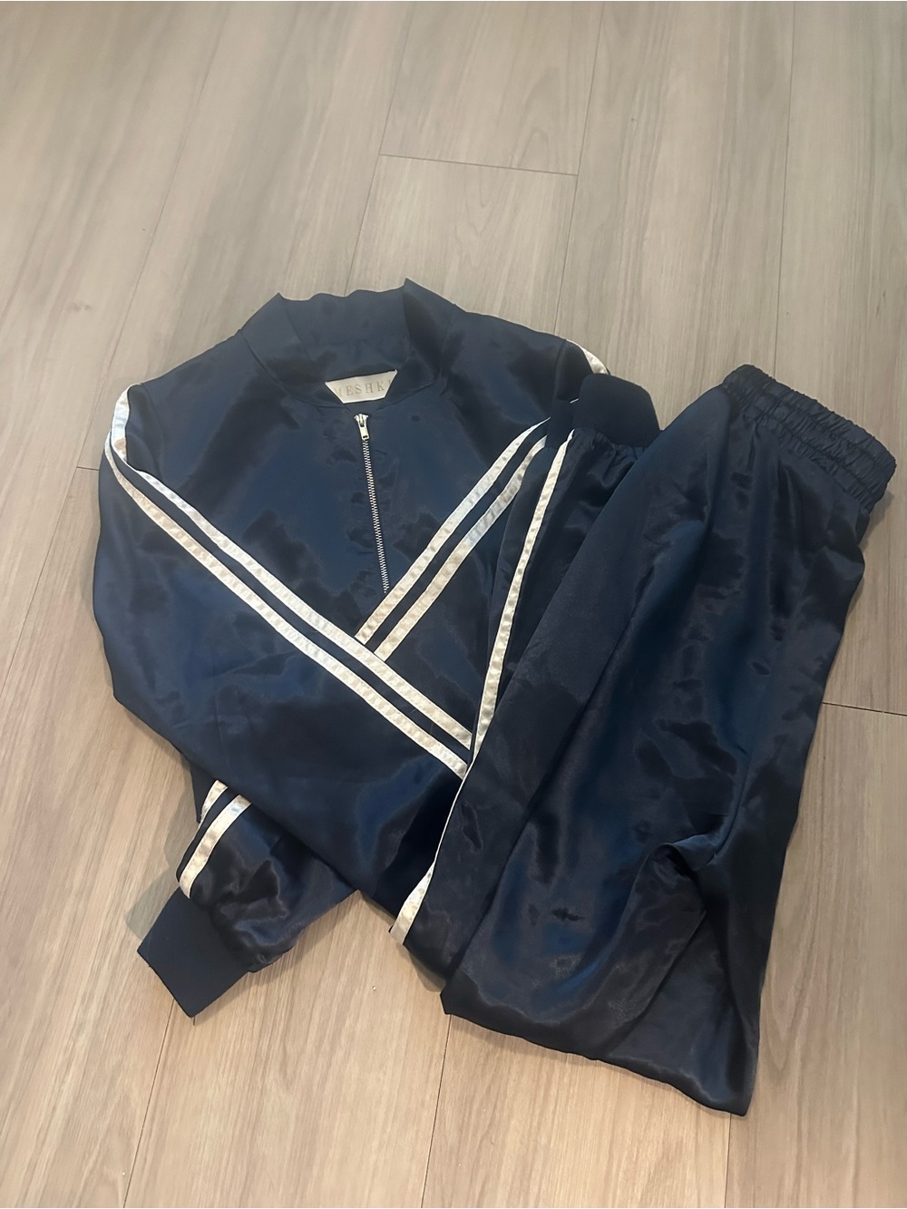 Meshki Satin Tracksuit Navy Blue XS